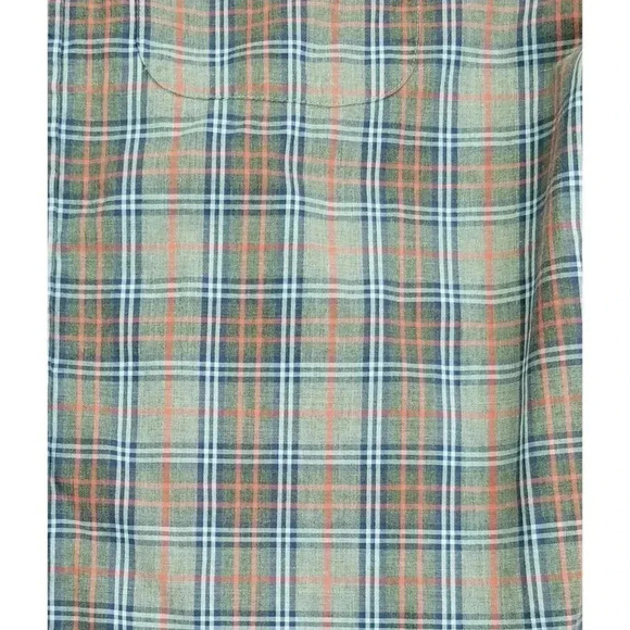 Tommy Hilfiger Custom Fit Melange Size Medium Mens Gray Red Blue Check Cuff Logo - Picture 7 of 11
